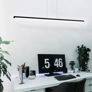 Czarna liniowa lampa wisząca LED Line – kliknij, aby zobaczyć więcej opcji oświetlenia do biura
