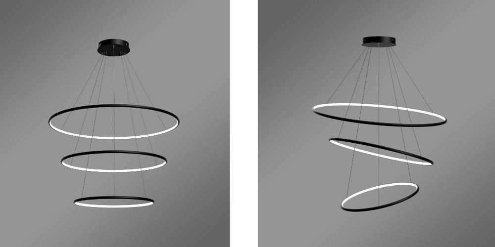 Możliwość aranżacji ułożenia okręgów w lampie wiszącej LED Orbit No.3 100 cm