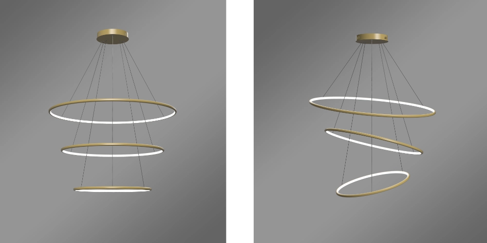 Możliwość aranżacji ułożenia okręgów w lampie wiszącej LED Orbit No.3 100 cm