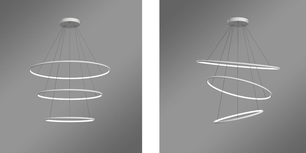 Możliwość aranżacji ułożenia okręgów w lampie wiszącej LED Orbit No.3 100 cm