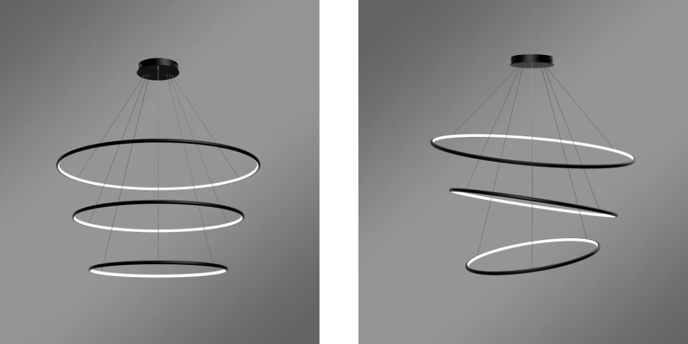 Możliwość aranżacji ułożenia okręgów w lampie wiszącej LED Orbit No.3 120 cm