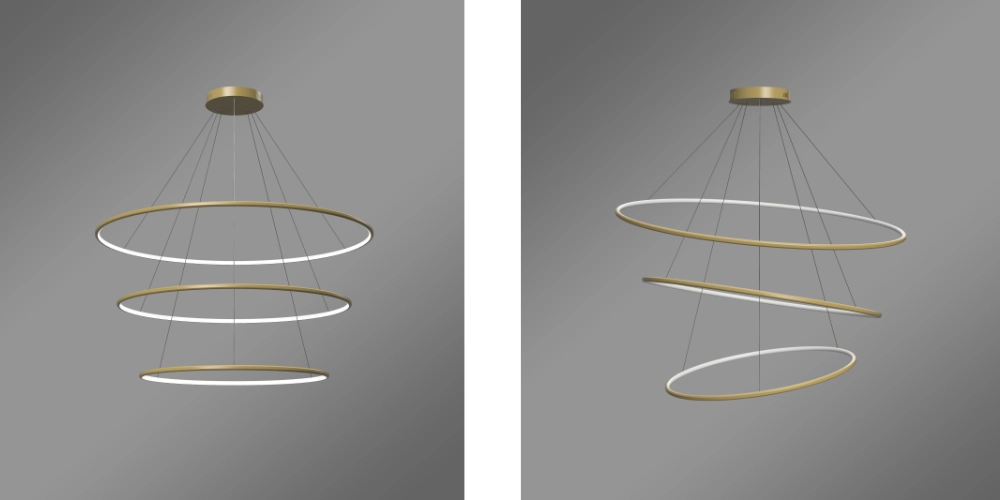 Możliwość aranżacji ułożenia okręgów w lampie wiszącej LED Orbit No.3 120 cm