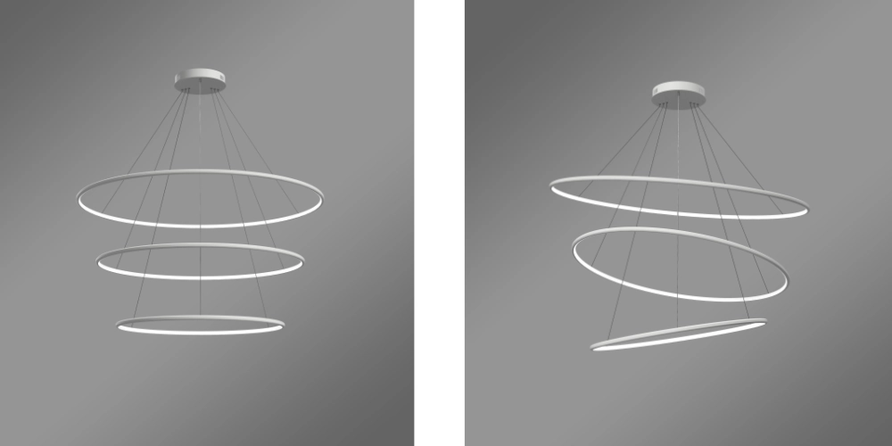 Możliwość aranżacji ułożenia okręgów w lampie wiszącej LED Orbit No.3 120 cm