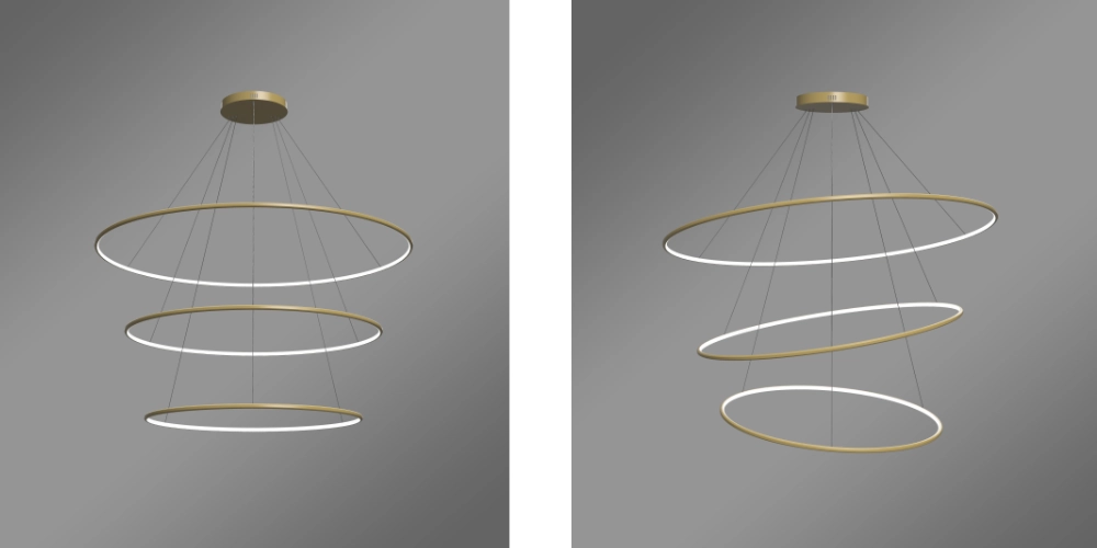 Możliwość aranżacji ułożenia okręgów w lampie wiszącej LED Orbit No.3 150 cm