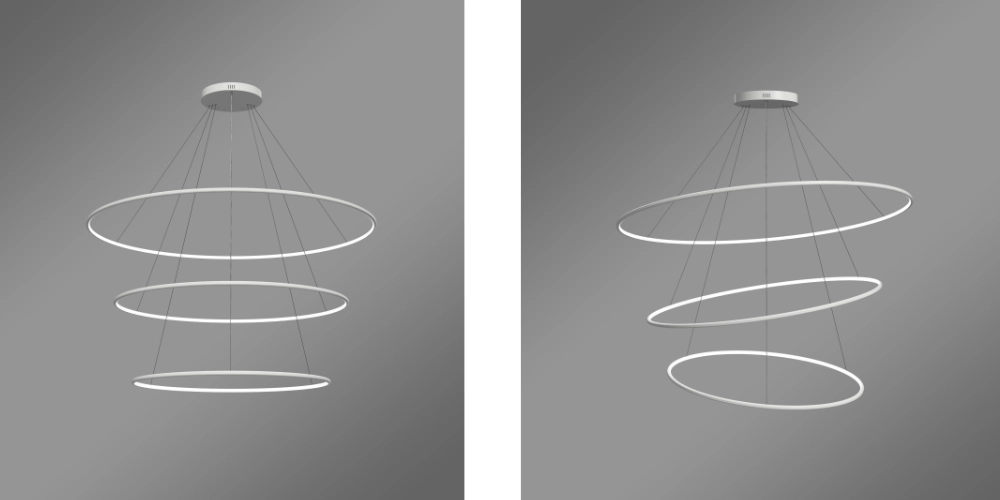 Możliwość aranżacji ułożenia okręgów w lampie wiszącej LED Orbit No.3 150 cm