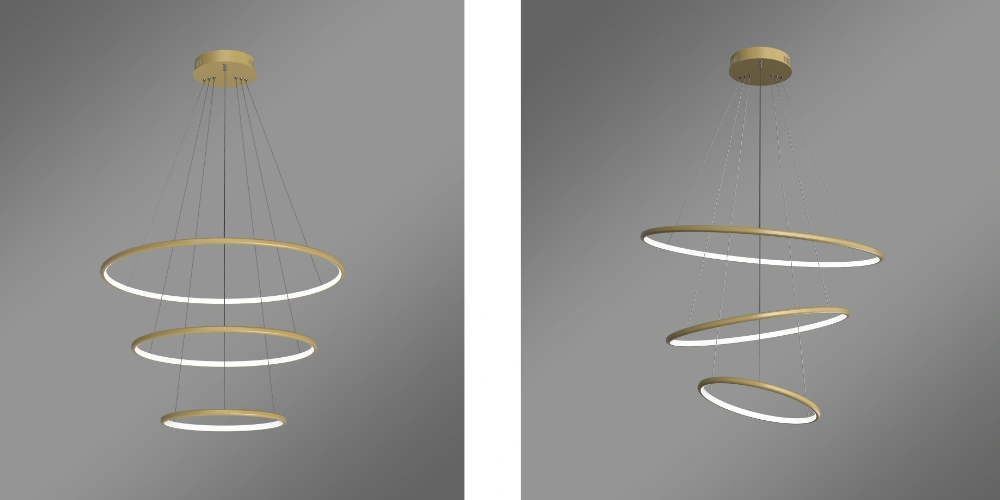 Możliwość aranżacji ułożenia okręgów w lampie wiszącej LED Orbit No.3 80 cm