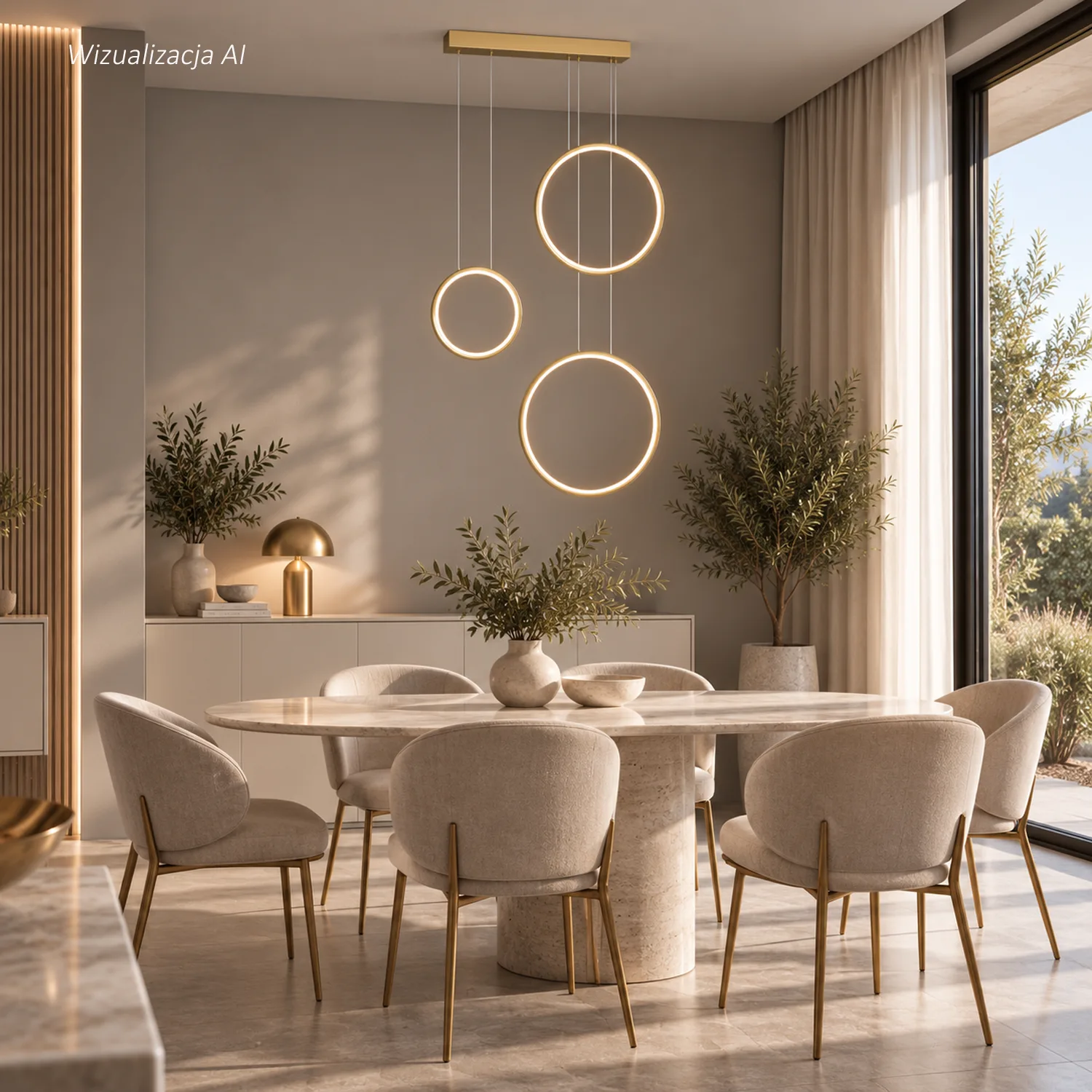 Złota lampa wisząca LED Moon No.3 ze zmienną barwą światła 3000K–6000K i pilotem