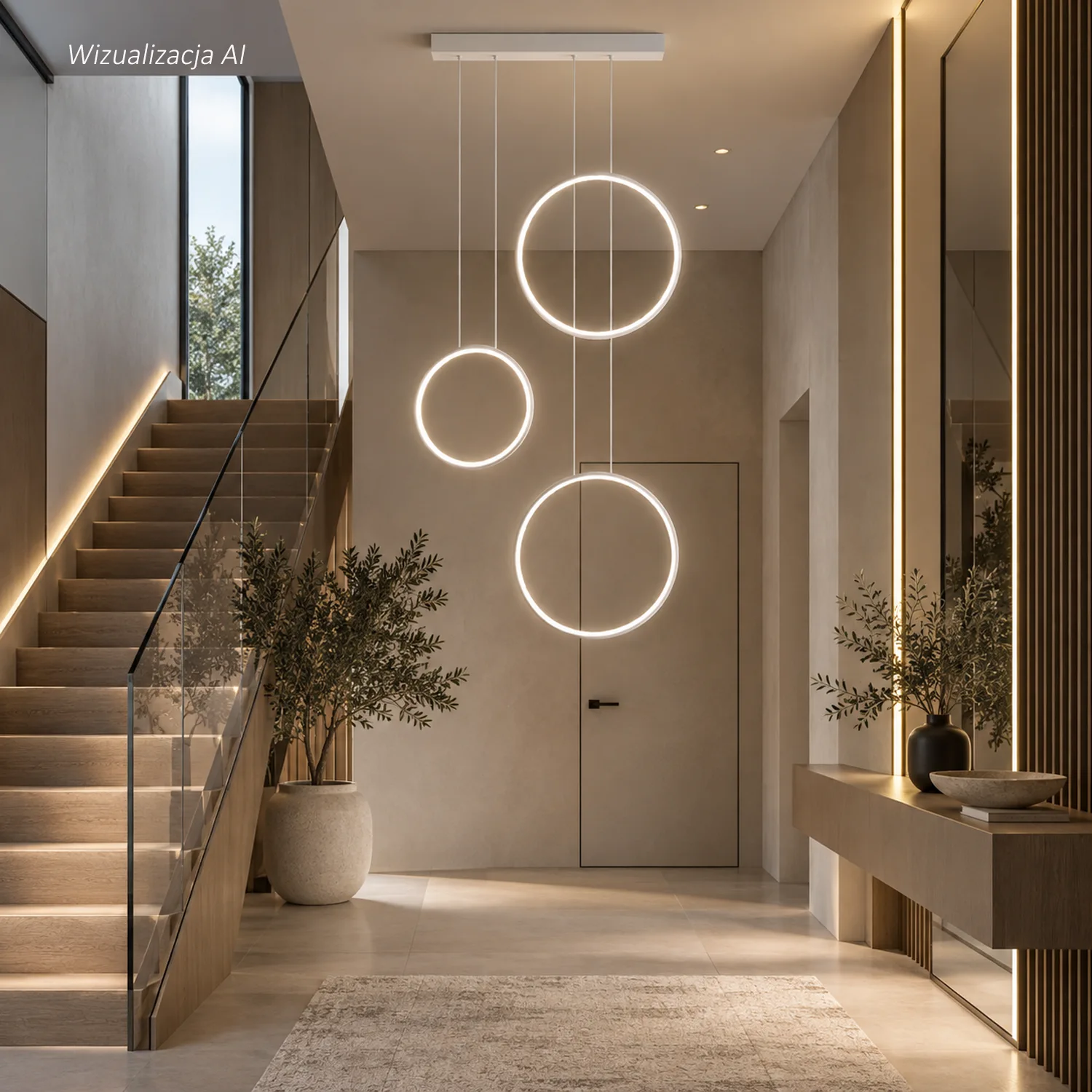 Led Moon No.3 biała ze zmienną barwą światła 3000K–6000K w nowoczesnym wnętrzu