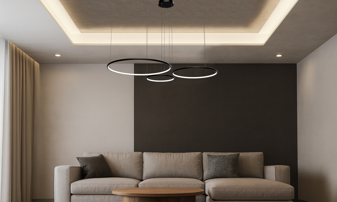 Jak oświetlić nowoczesny salon z sufitem podwieszanym?