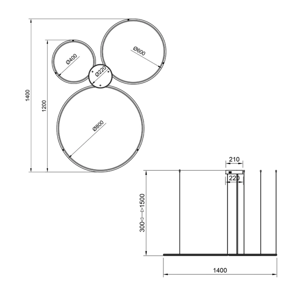 Nowoczesna lampa wisząca Led Orbit S No.3 80cm biała barwa ciepła 3K LEDesign