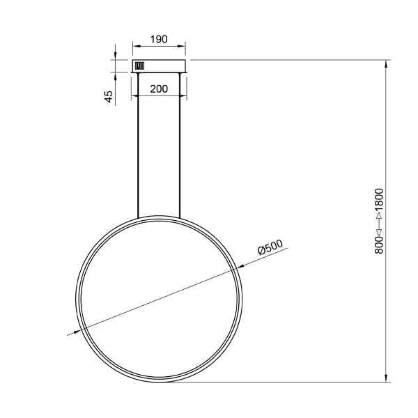 Nowoczesna lampa wisząca Led Moon 50 cm czarna 4000K pilot LEDesign