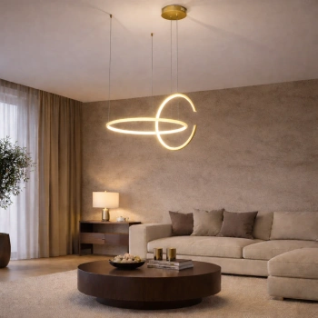 Nowoczesna lampa wisząca Led Celestial No.2 cm złota barwa neutralna 4K LEDesign