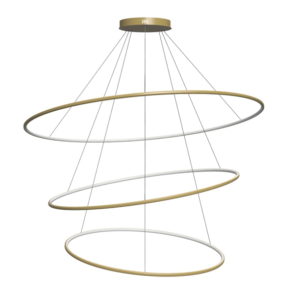 Nowoczesna lampa wisząca Led Orbit No.3 150cm złota ściemnialna triak barwa ciepła 3K LEDesign