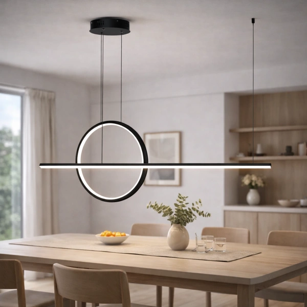 Nowoczesna lampa wisząca Led Geometrik 2 40 cm czarna barwa neutralna 4K LEDesign