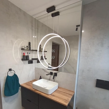 Nowoczesna lampa wisząca Led Moon 60 cm czarna sterowana pilotem barwa ciepła 3K LEDesign