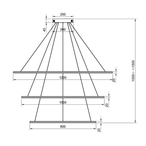 Nowoczesna lampa wisząca Led Orbit No.3 120cm biała barwa ciepła 3K LEDesign