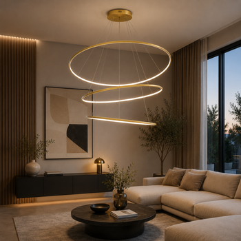 Nowoczesna lampa wisząca Led Orbit No.3 120cm złota smart barwa neutralna 4K LEDesign