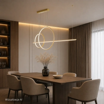 Nowoczesna lampa wisząca Led Geometrik No.4 60/40 cm złota 3000K LEDesign
