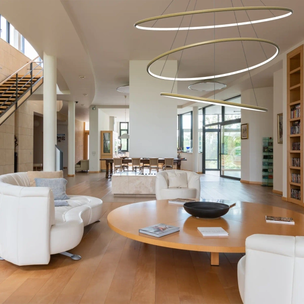 Nowoczesna lampa wisząca Led Orbit No.3 150cm złota smart barwa ciepła 3K LEDesign