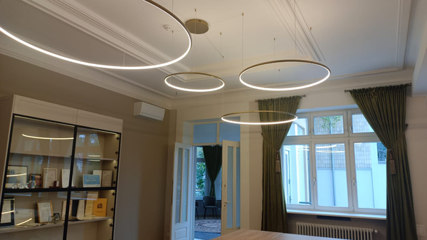 Nowoczesna lampa wisząca Led Orbit S No.4 120cm złota barwa ciepła 3K LEDesign