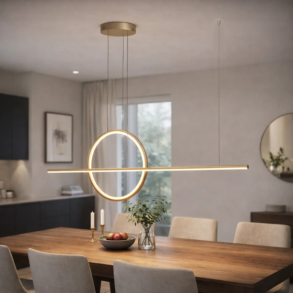 Nowoczesna lampa wisząca Led Geometrik 2 40 cm złota sterowana pilotem barwa ciepła 3K LEDesign