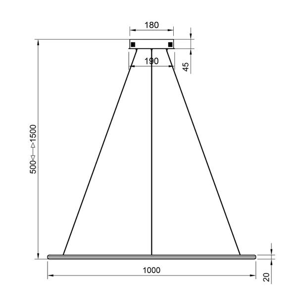 Nowoczesna lampa wisząca Led Orbit No.1 100 cm czarna barwa neutralna 4K LEDesign