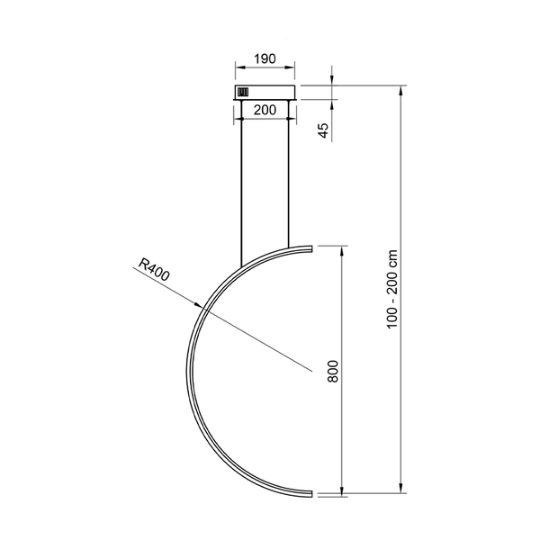 Nowoczesna lampa wisząca Led Moon No.2 80 cm czarna barwa neutralna 4K LEDesign