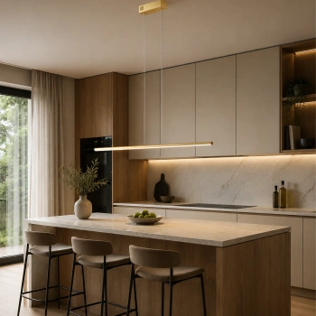 Nowoczesna lampa wisząca Led LINE 120 cm złota barwa ciepła 3K LEDesign