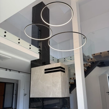 Nowoczesna lampa wisząca Led Orbit S No.3 100cm czarna sterowana pilotem barwa ciepła 3K LEDesign