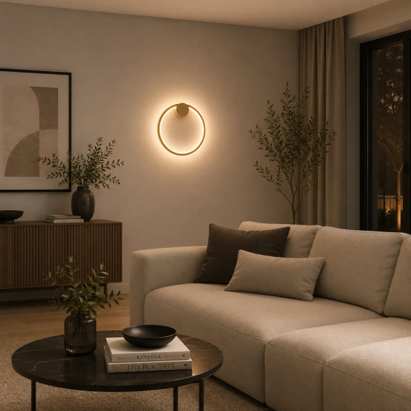 Nowoczesny kinkiet LED Moon 30 cm złoty 3000K LEDesign