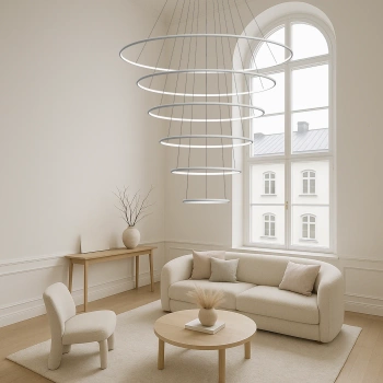 Nowoczesna lampa wisząca Led Orbit No.6 150cm biała smart barwa ciepła 3K LEDesign