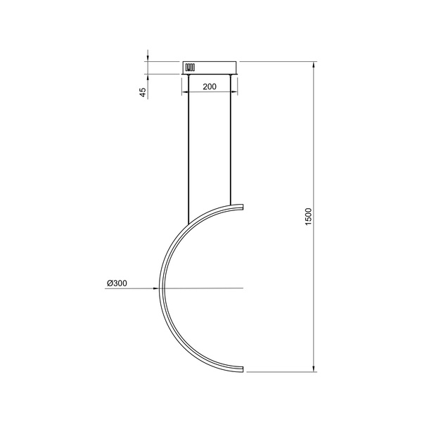 Nowoczesna lampa wisząca Led Moon No.2 60 cm czarna barwa ciepła 3K LEDesign