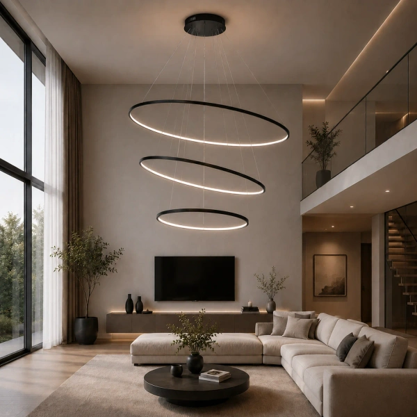 Nowoczesna lampa wisząca Led Orbit No.3 150cm czarna barwa ciepła 3K LEDesign
