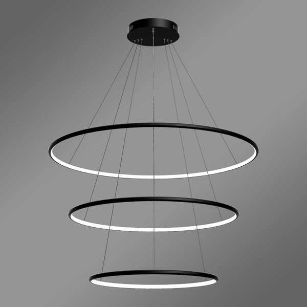 Nowoczesna lampa wisząca Led Orbit No.3 100cm czarna sterowana pilotem barwa neutralna 4K LEDesign