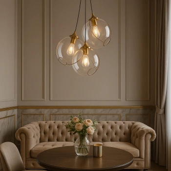 Elegancka lampa wisząca szklane kule Golden Sphere