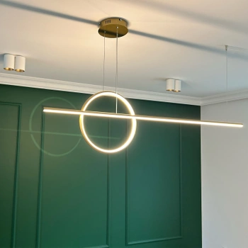 Nowoczesna lampa wisząca Led Geometrik 40 cm złota ściemnialna triak barwa ciepła 3K LEDesign