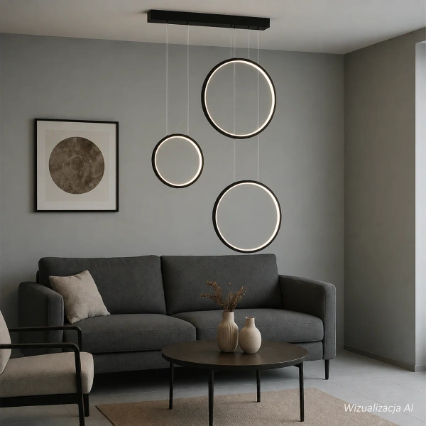 Nowoczesna lampa wisząca Led Moon No.3 czarna smart 4000K LEDesign