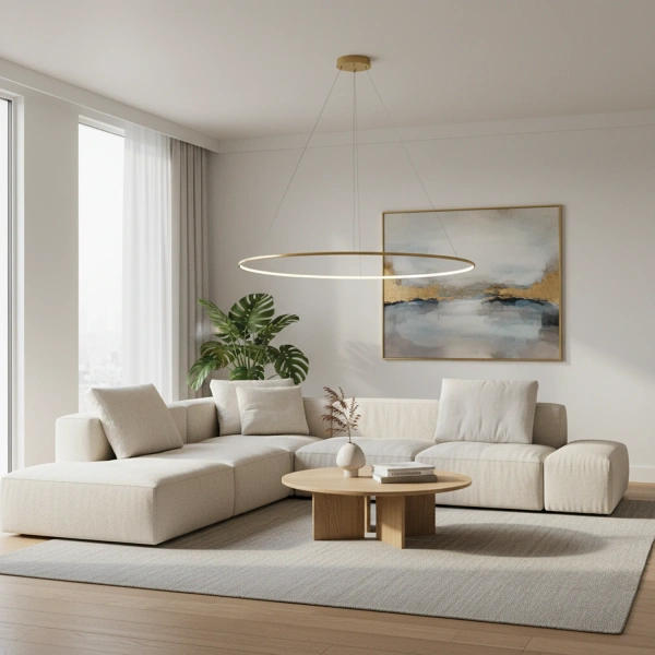 Nowoczesna lampa wisząca Led Orbit No.1 150 cm złota smart barwa neutralna 4K LEDesign