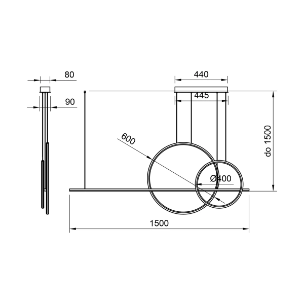 Lampa wisząca LED Geometrik No.4 60/40 cm biała z pilotem 4000K LEDesign