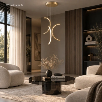 Nowoczesna lampa wisząca Led Moon No.3 40 cm złota z pilotem 4000K LEDesign