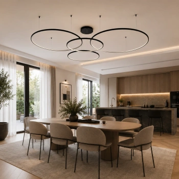 Nowoczesna lampa wisząca Led Orbit S No.4 120cm czarna sterowana pilotem barwa ciepła 3K LEDesign