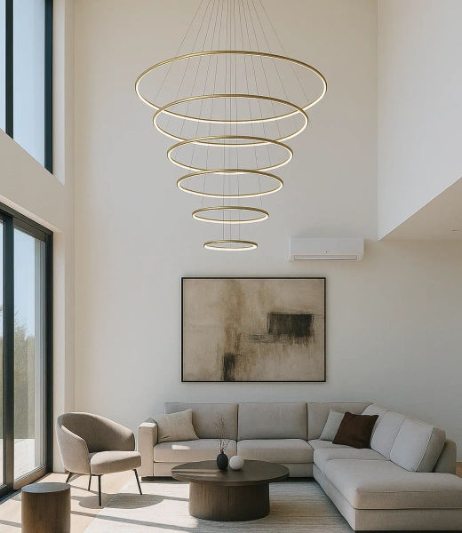 Nowoczesna lampa wisząca Led Orbit No.6 150cm złota smart barwa neutralna 4K LEDesign