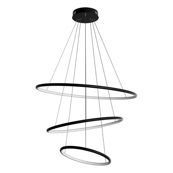 Nowoczesna lampa wisząca Led Orbit No.3 80cm czarna smart barwa neutralna 4K LEDesign