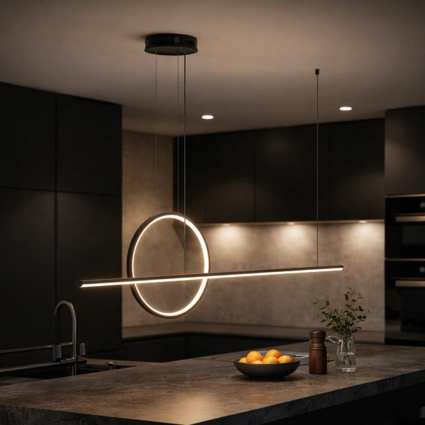 Nowoczesna lampa wisząca Led Geometrik 2 40 cm czarna barwa ciepła 3K LEDesign