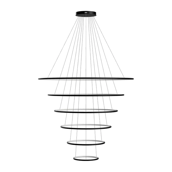 Nowoczesna lampa wisząca Led Orbit No.6 150cm czarna sterownana pilotem barwa ciepła 3K LEDesign