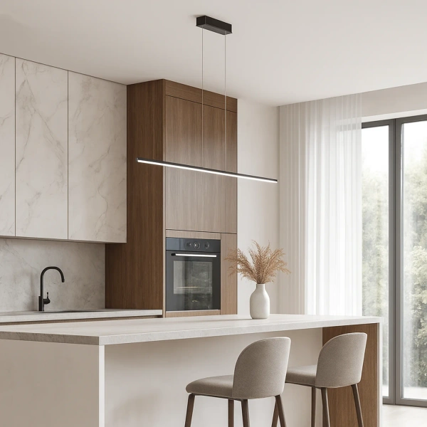 Nowoczesna lampa wisząca Led LINE 100 cm czarna barwa ciepła 3K LEDesign