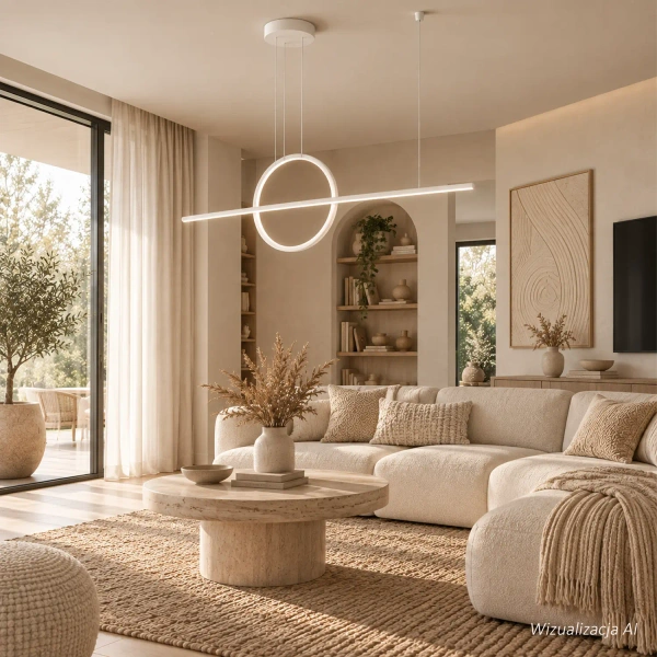 Nowoczesna lampa wisząca Led Geometrik 3 30 cm biała z pilotem 4000K LEDesign