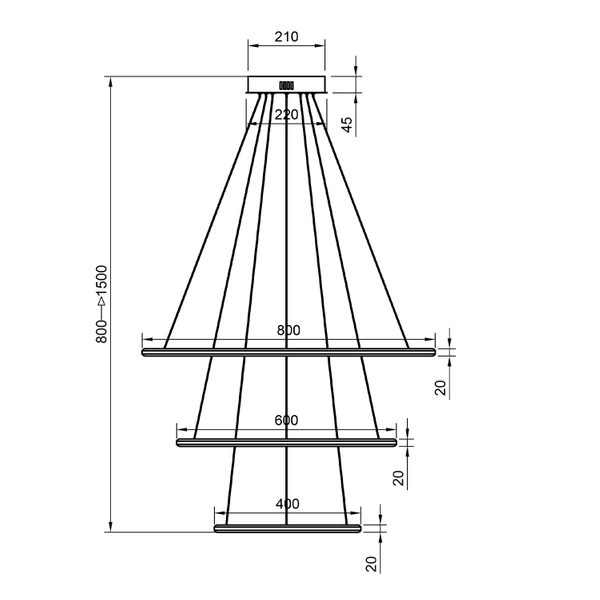 Lampa wisząca Led Orbit No.3 80cm 3k biała baza