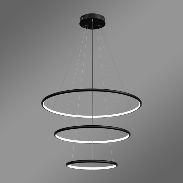 Nowoczesna lampa wisząca Led Orbit No.3 80cm czarna sterowana pilotem barwa ciepła 3K LEDesign