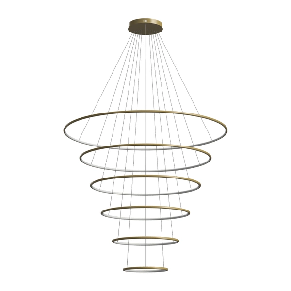 Nowoczesna lampa wisząca Led Orbit No.6 150cm złota sterowana pilotem barwa ciepła 3K LEDesign